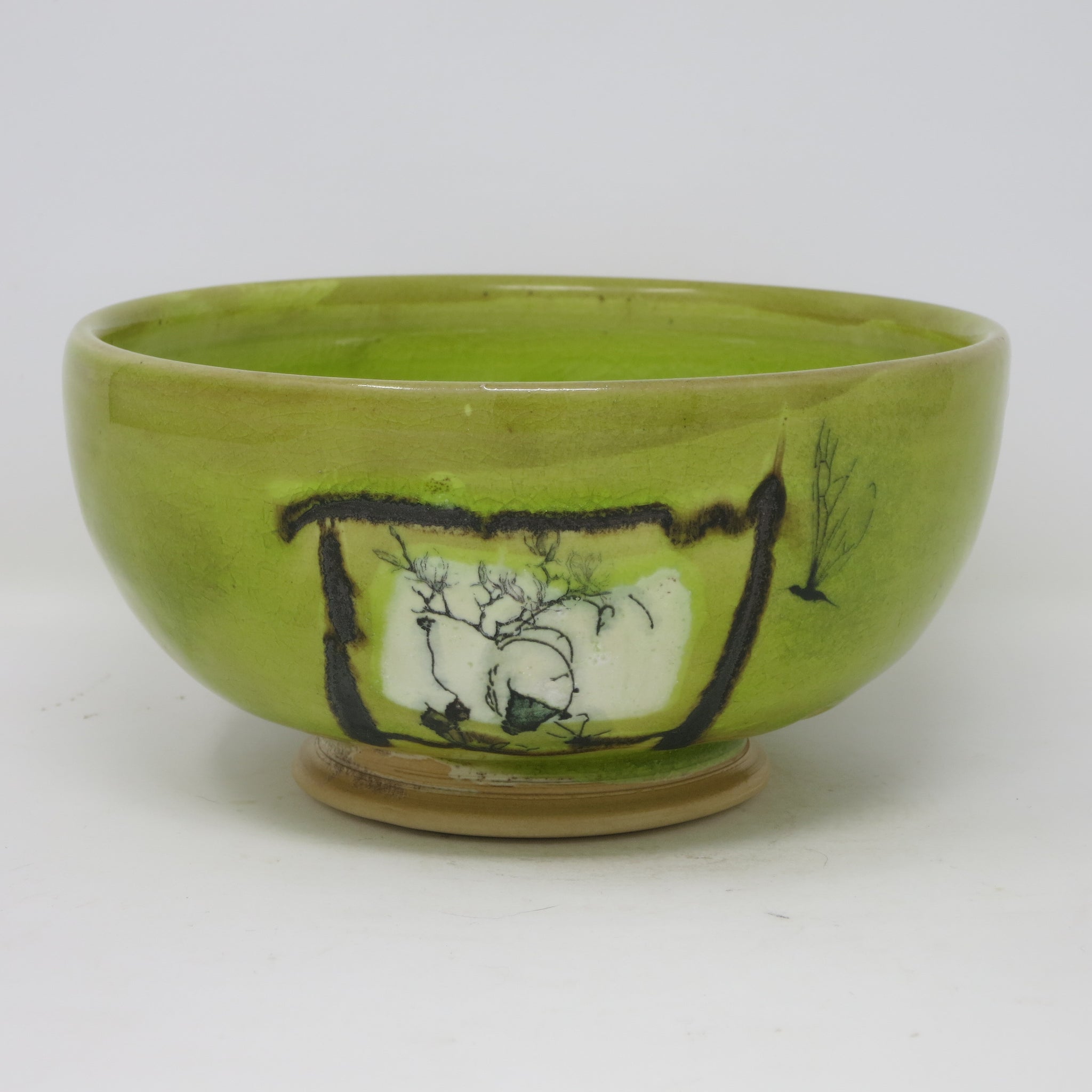 Chartreuse Large Bowl (Hummingbugs & Blossoms)
