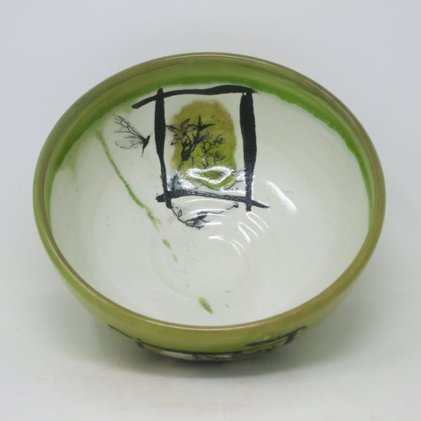 Chartreuse Large Bowl (Hummingbugs & Blossoms)