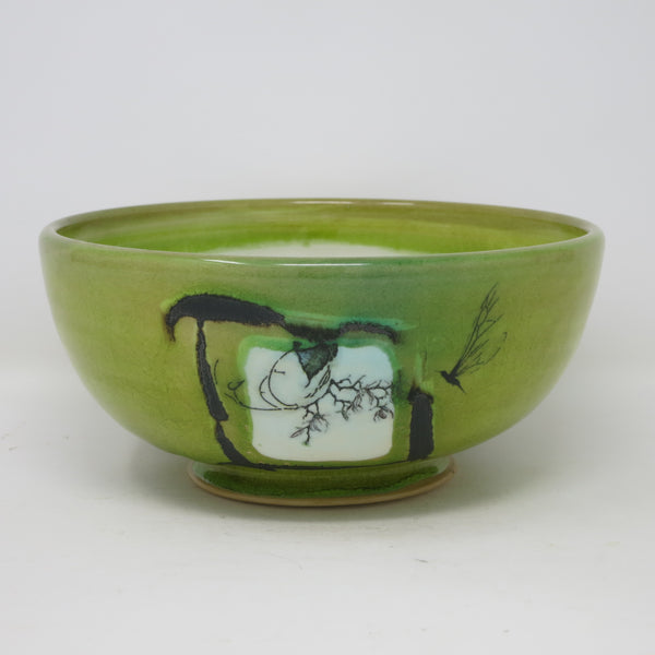 Chartreuse Large Bowl (Hummingbugs & Blossoms)