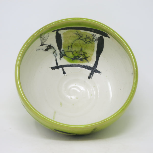 Chartreuse Medium Bowl (Hummingbugs & Blossoms)