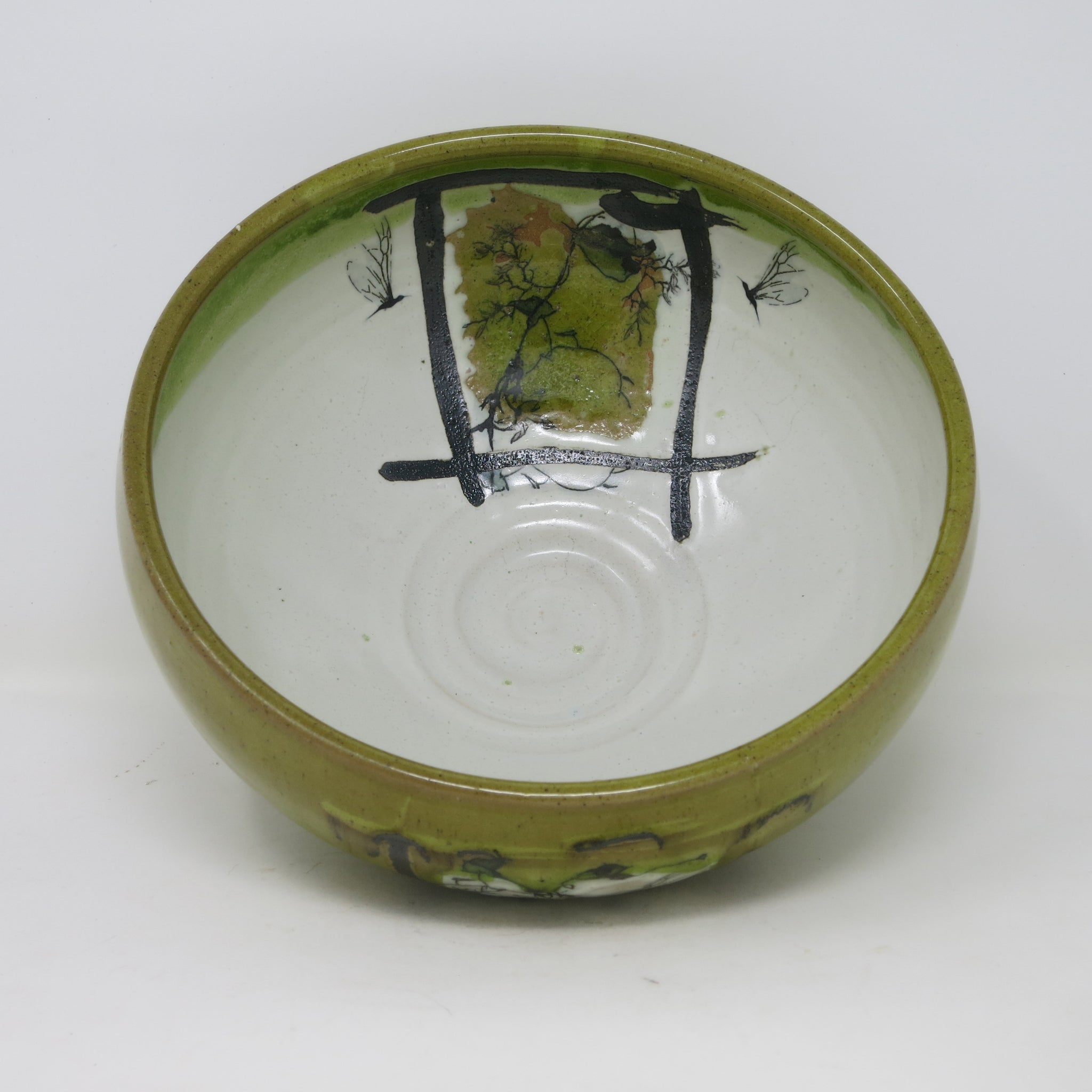 Chartreuse Serving Bowl (Hummingbugs & Blossoms)