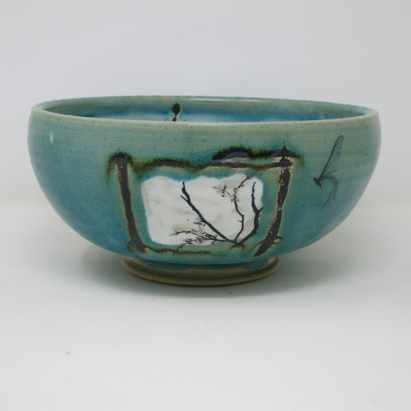 Water Blue Serving Bowl (Hummingbugs & Blossoms)