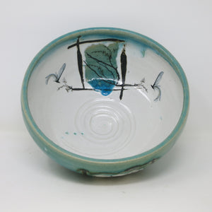 Water Blue Serving Bowl (Hummingbugs & Blossoms)